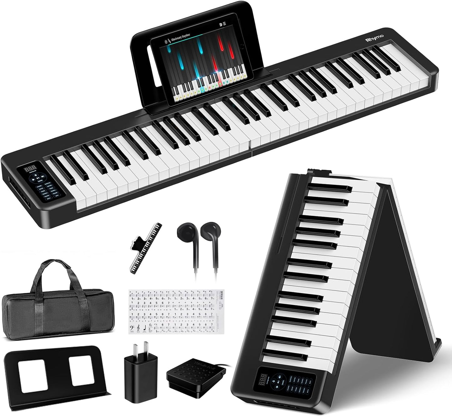 Rhymo 61 Key Folding Piano Keyboard for Portable Music Lovers