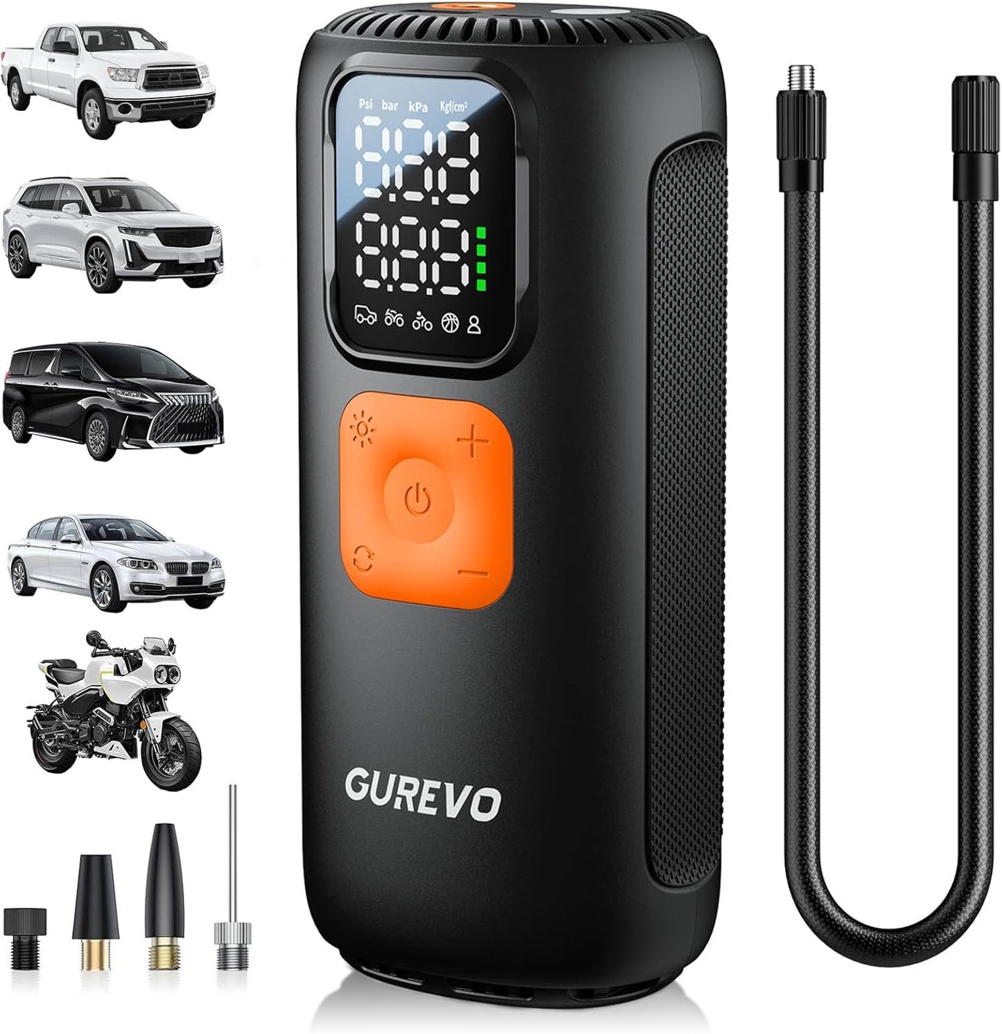 Portable Tire Inflator with Digital Gauge and LED Light