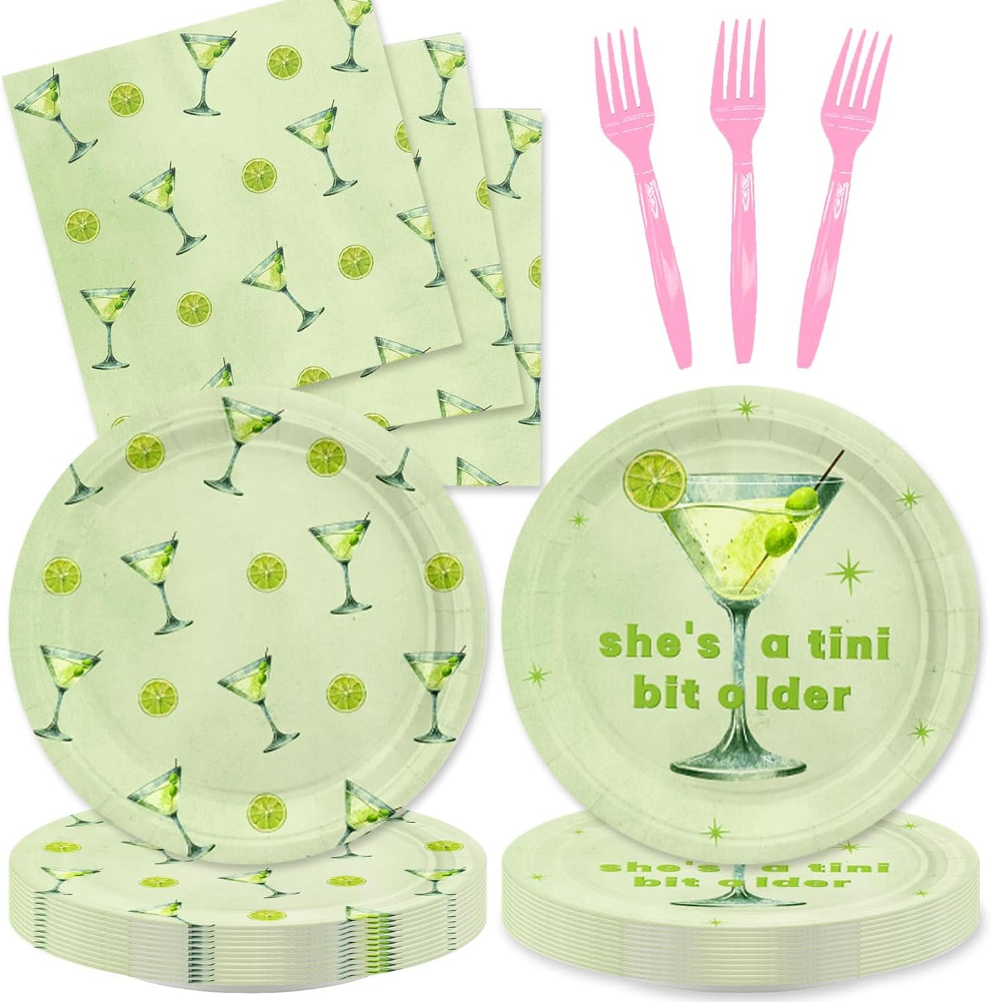 Green Martini Party Supplies for 16 Guests