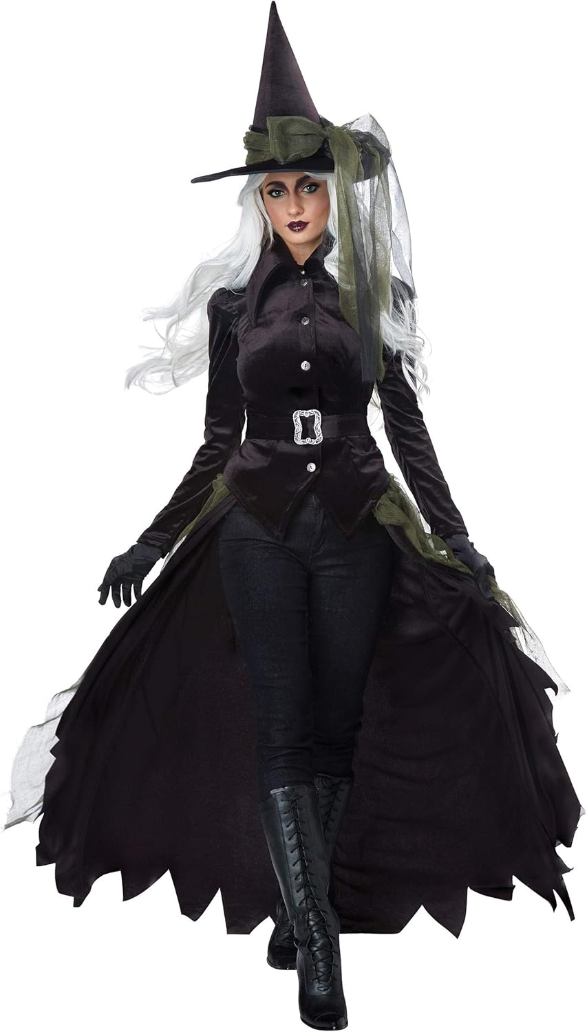 Women's Cool Witch Costume with Hat, Jacket, and Skirt Set