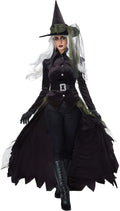 Women's Cool Witch Costume - Classic Gothic Look with Green Accents