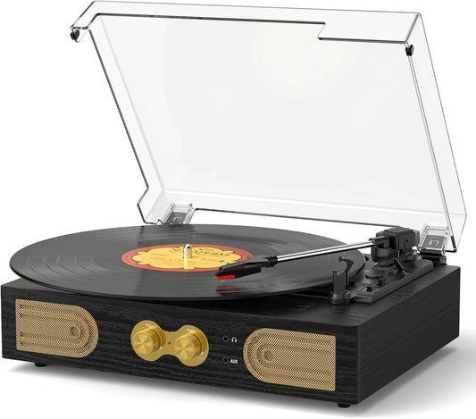 Vinyl Record Player with Built-in Speakers for Any Space