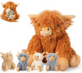 5-in-1 Highland Cow Stuffed Animals with Babies Inside - Cozy Plush