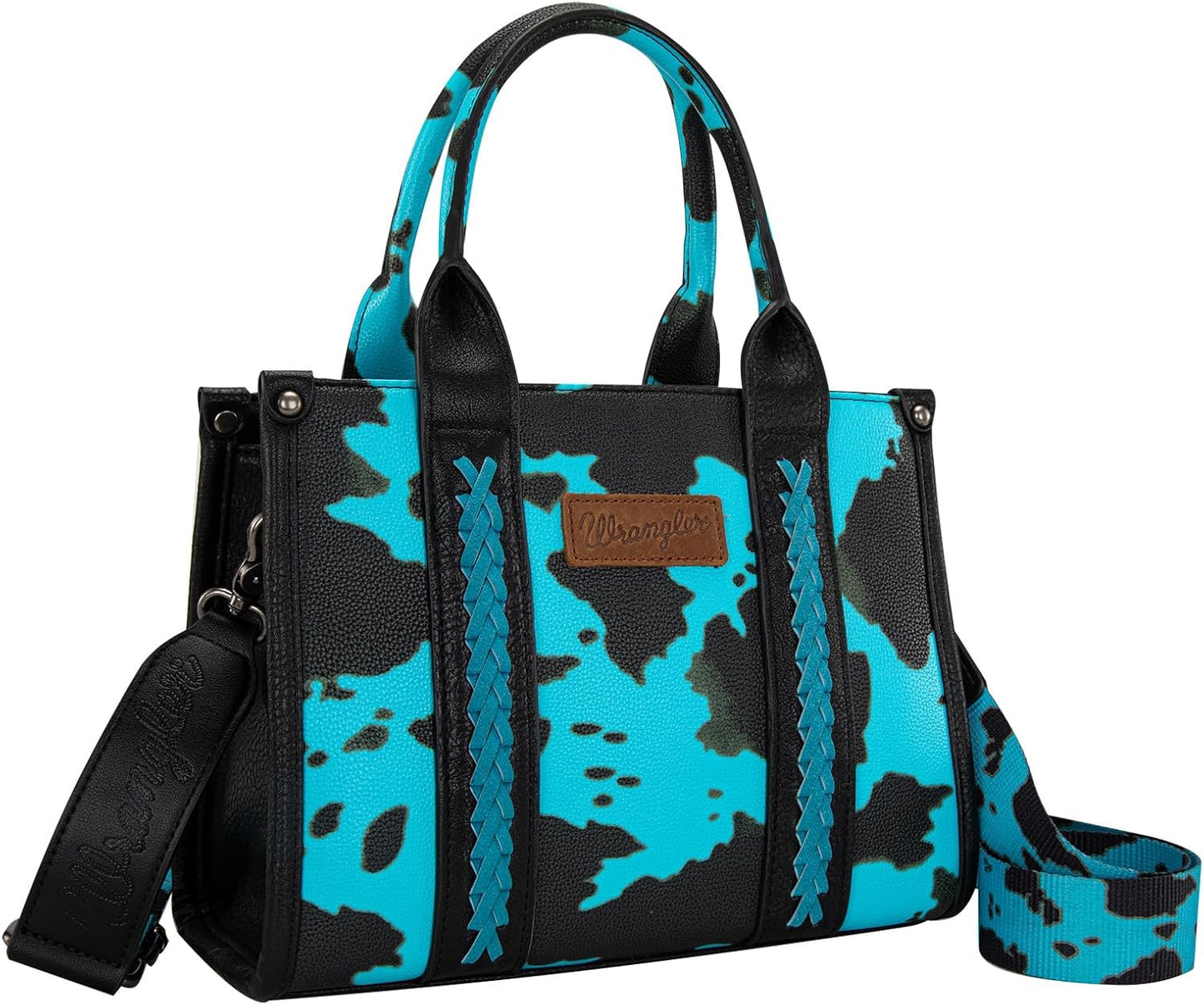 Montana West Wrangler Tote Bag for Women with Cow Print Design