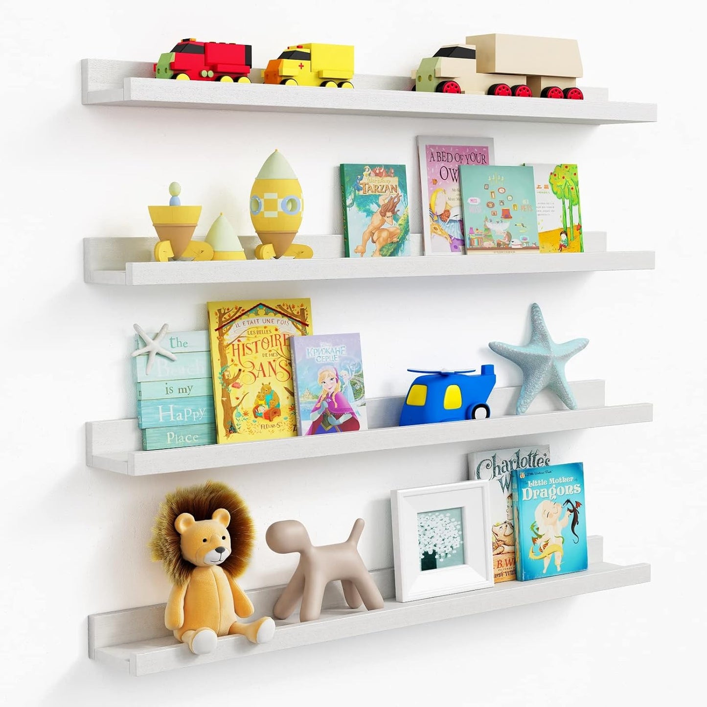Forbena White Floating Shelves for Wall - Perfect for Kids Rooms