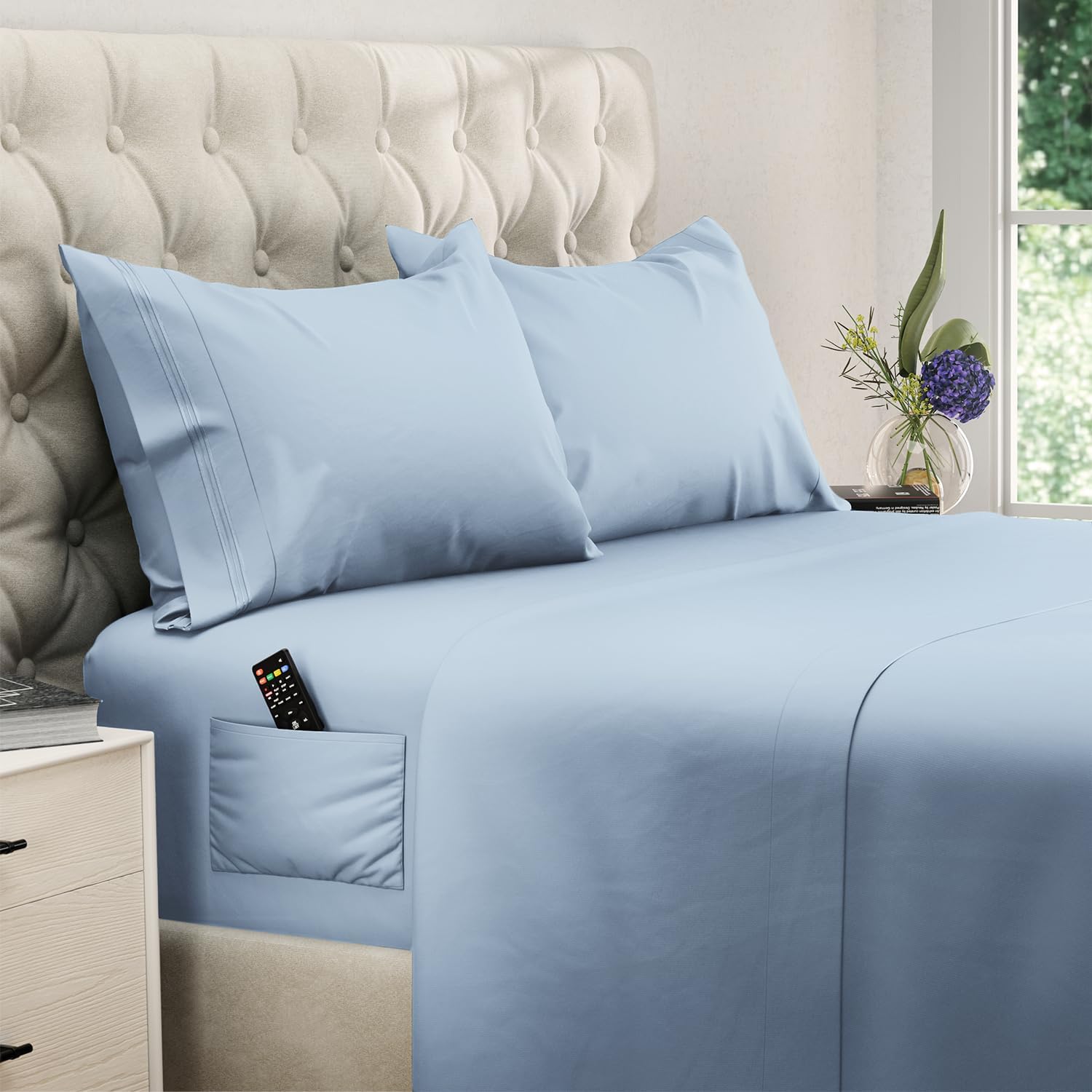 DREAMCARE Queen Sheet Set with Extra Deep Pocket for Comfort