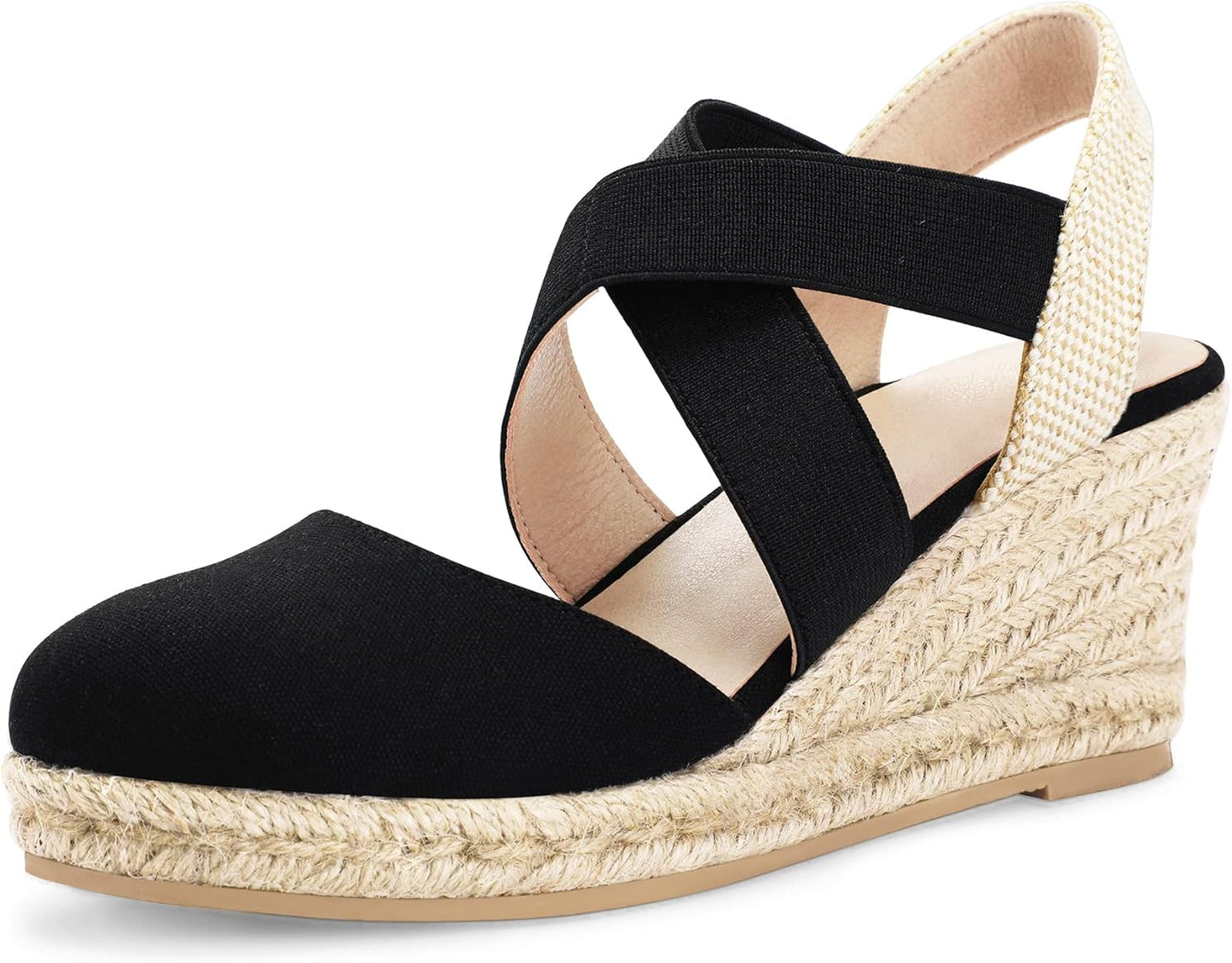 mysoft Women's Closed Toe Crisscross Elastic Ankle Strap Sandals