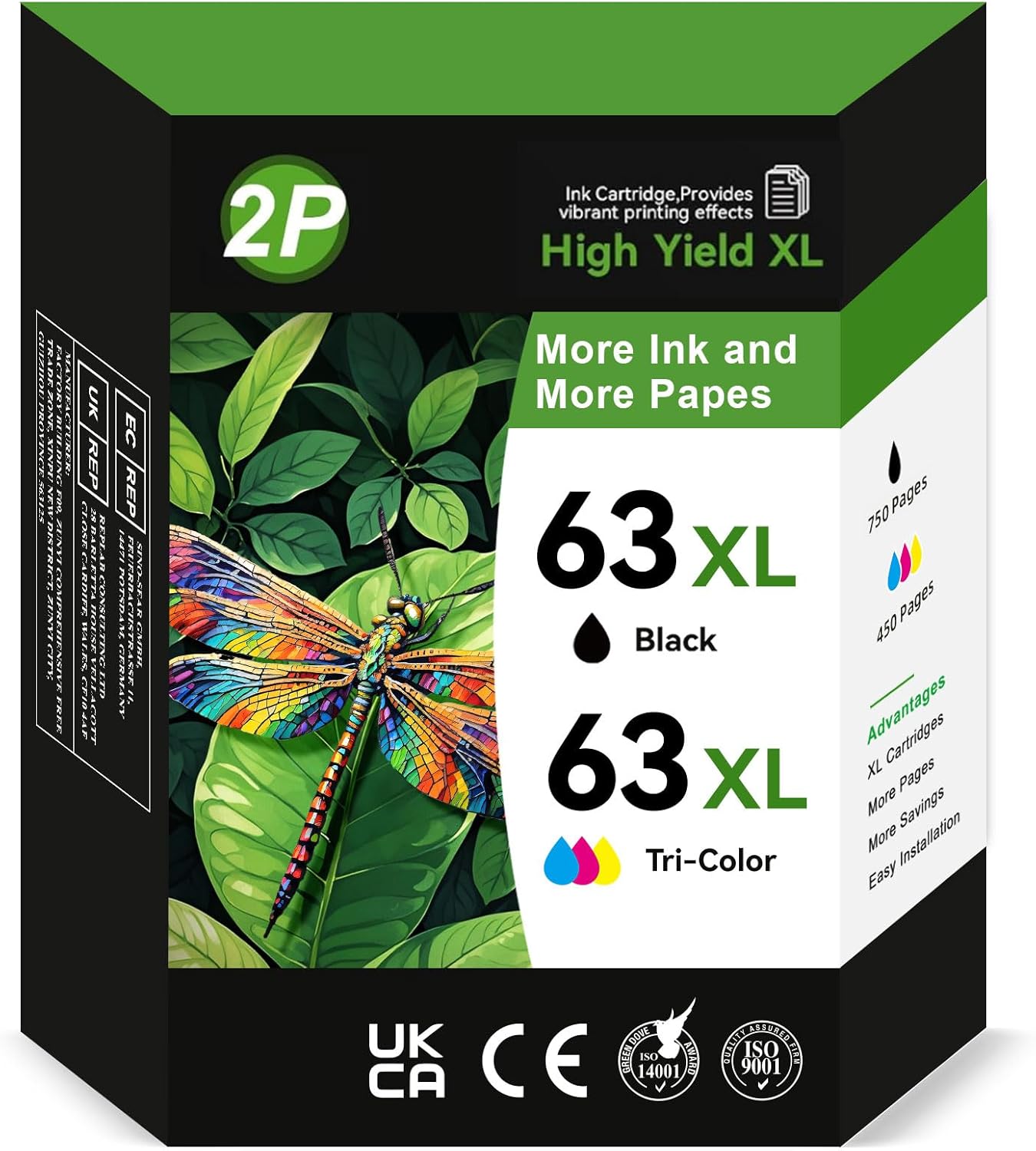 63XL Ink Cartridges Combo Pack for HP Printers - High Yield
