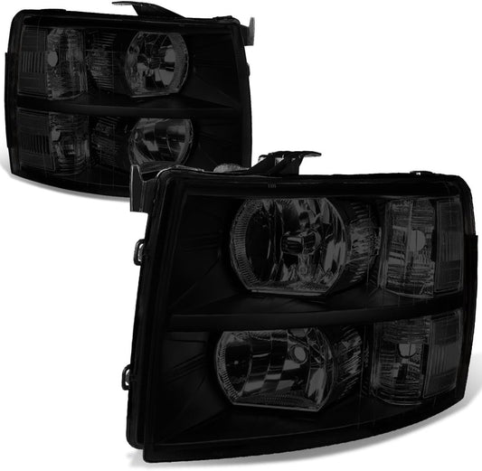 Black Smoke Lens Headlights for 07-13 Silverado 1500 Models