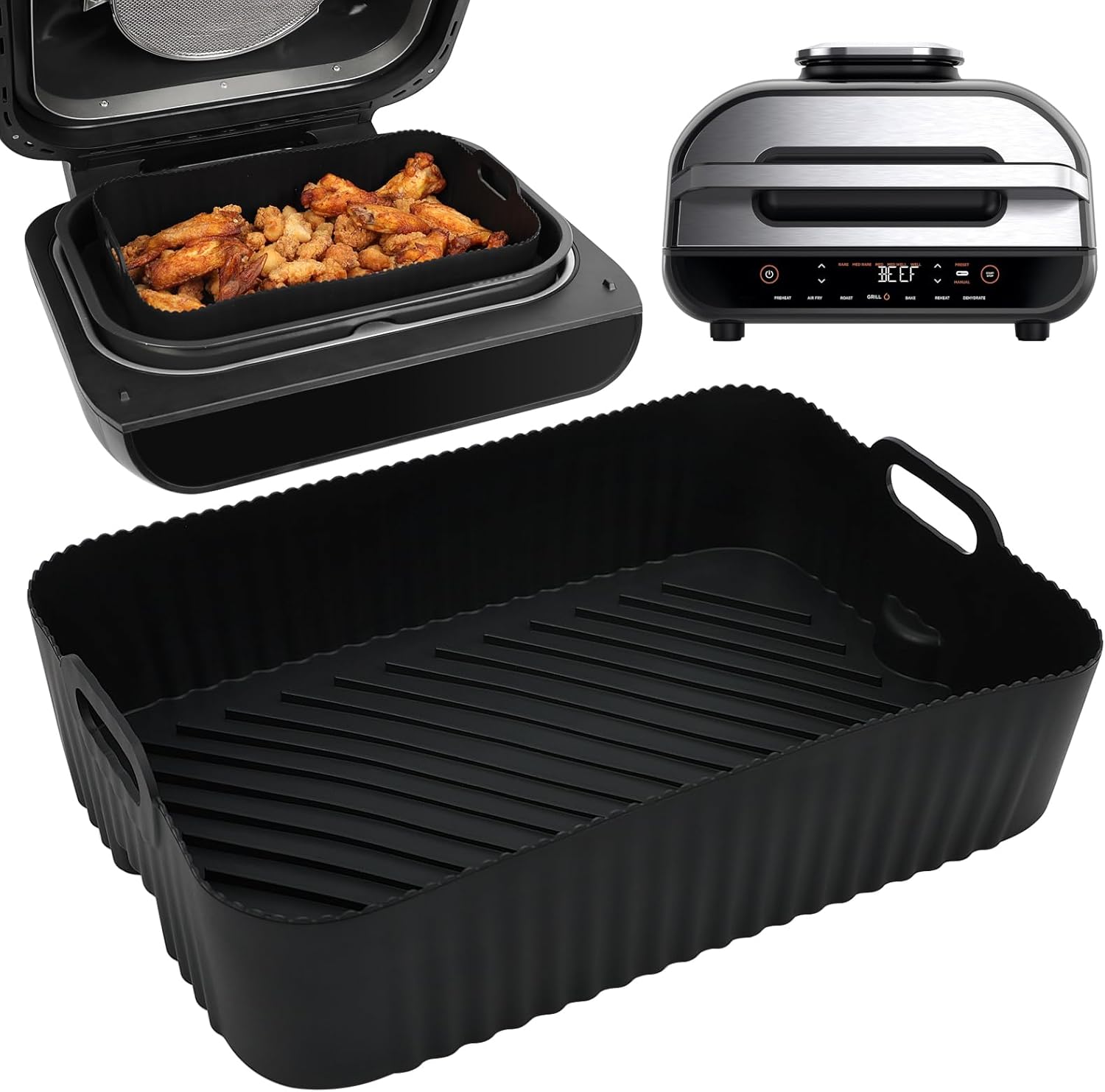 BYKITCHEN Silicone Air Fryer Liners - Reusable & Non-Stick