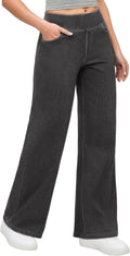 Wide Leg Jeans Woman High Waisted Pull On Baggy Jeans (Style Q44M)