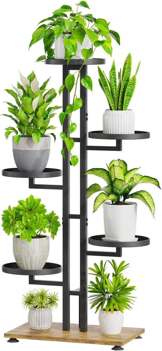 6 Tier Plant Stand for Indoor Outdoor Use - Stylish Black Display