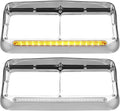 Partsam 2x Headlight Bezels Chrome w/ 12in Amber LED Strip - Truck