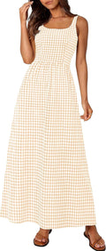Women's Plaid Spaghetti Strap Maxi Dress - Summer 2025 Casual Sundress