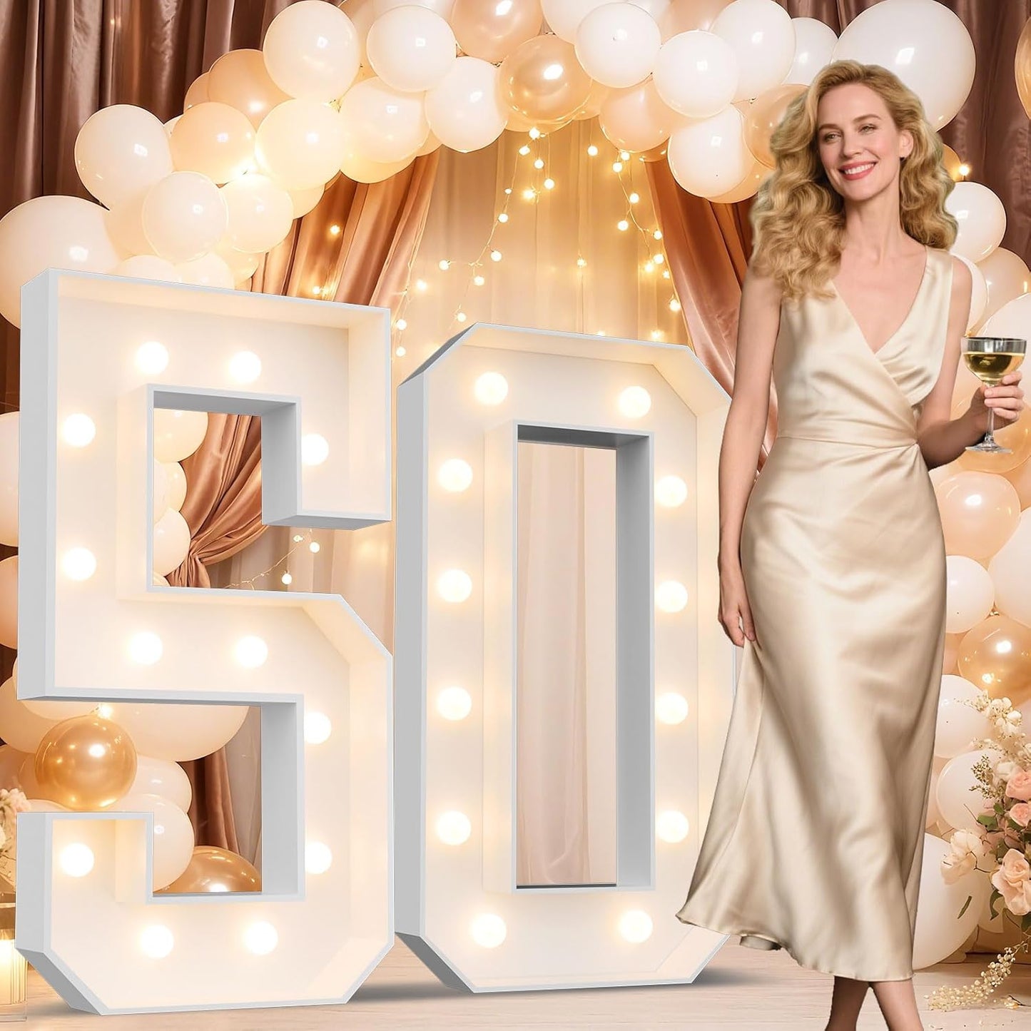 Light Up Your Celebration with 4FT Marquee Number 50 Decor