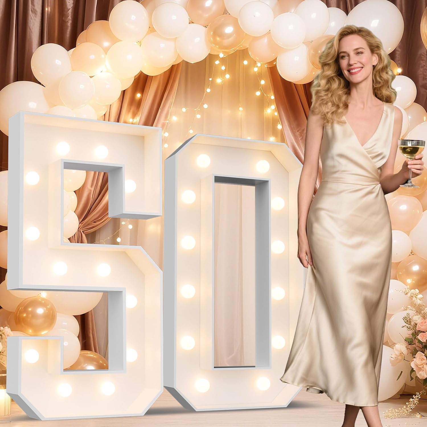 Light Up Your Celebration with 4FT Marquee Number 50 Decor