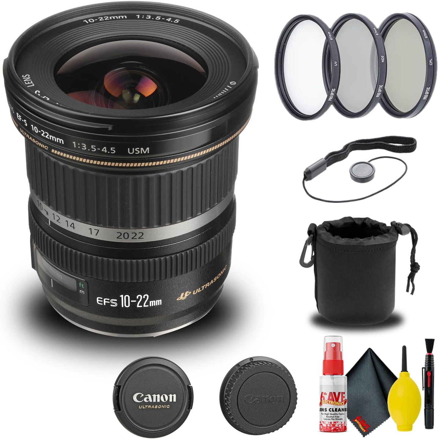 Canon EF-S 10-22mm f/3.5-4.5 USM Lens Bundle with Accessories