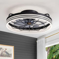 Flush Mount Ceiling Fan with Light - Low Profile Caged Design