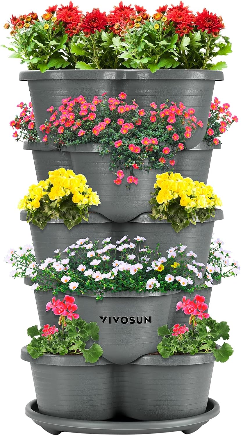 VIVOSUN 5 Tier Vertical Gardening Stackable Planter for Herbs