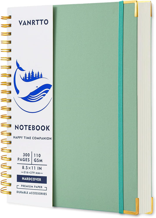 Premium Spiral Notebook - 300 Pages, 110 GSM, College Ruled Green - VANRTTO