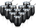 12oz Stainless Steel Wine Tumbler with Lid and Straw - Insulated 12