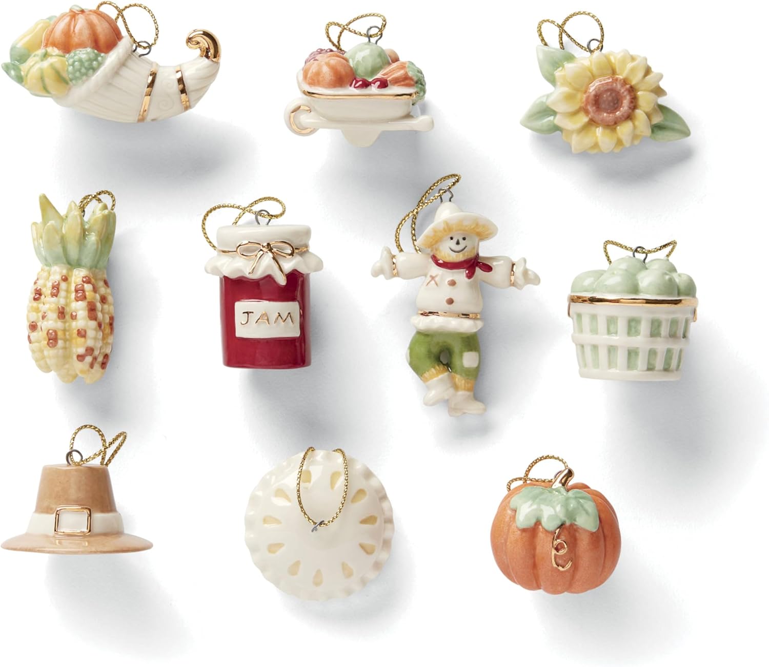 Lenox Autumn Favorites 10-Piece Ornament Set for Holiday Cheer