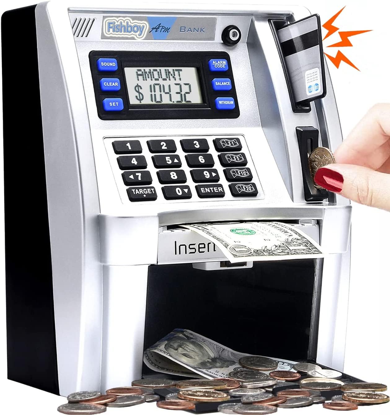 Fishboy ATM Piggy Bank for Kids with Smart Savings Features