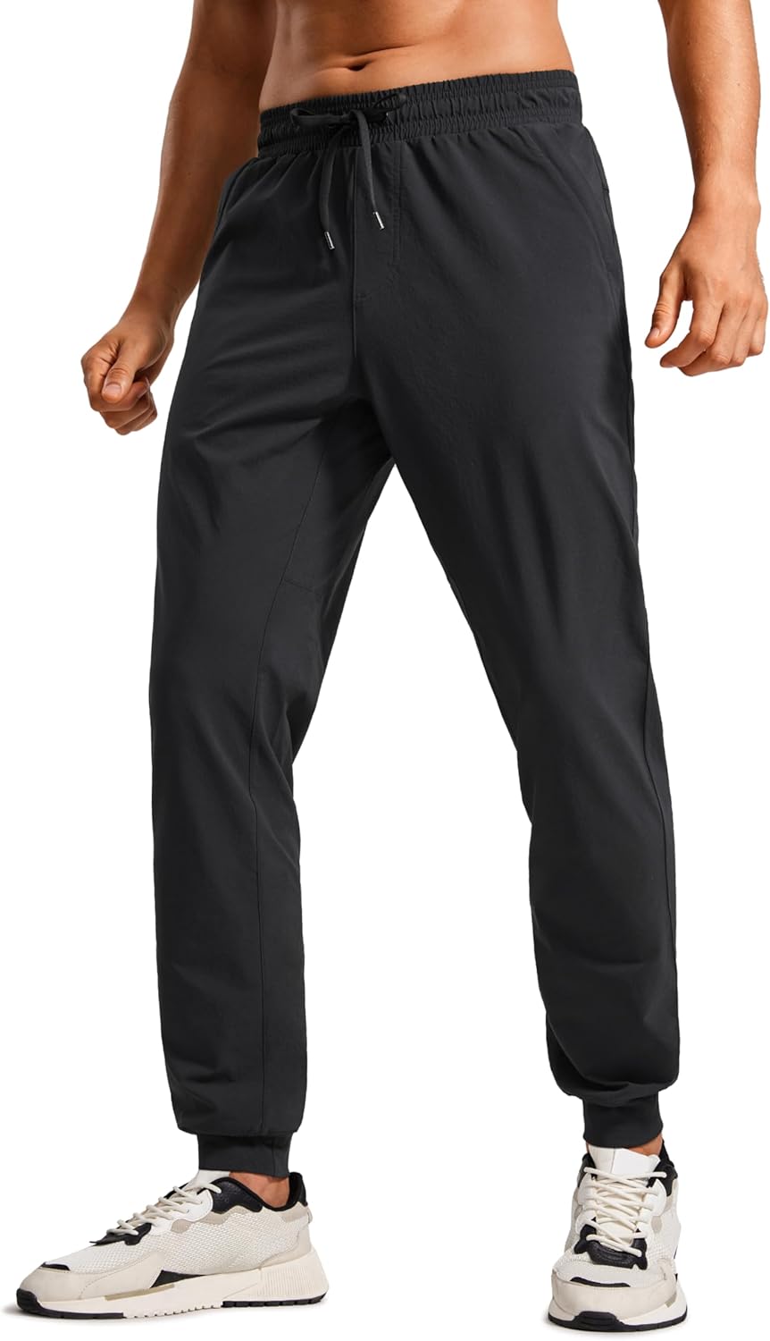 CRZ YOGA Athletic Joggers for Men - Lightweight Water Resistant Pants