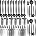 60 Pieces Black Silverware Set for 12 - Elegant Stainless Flatware