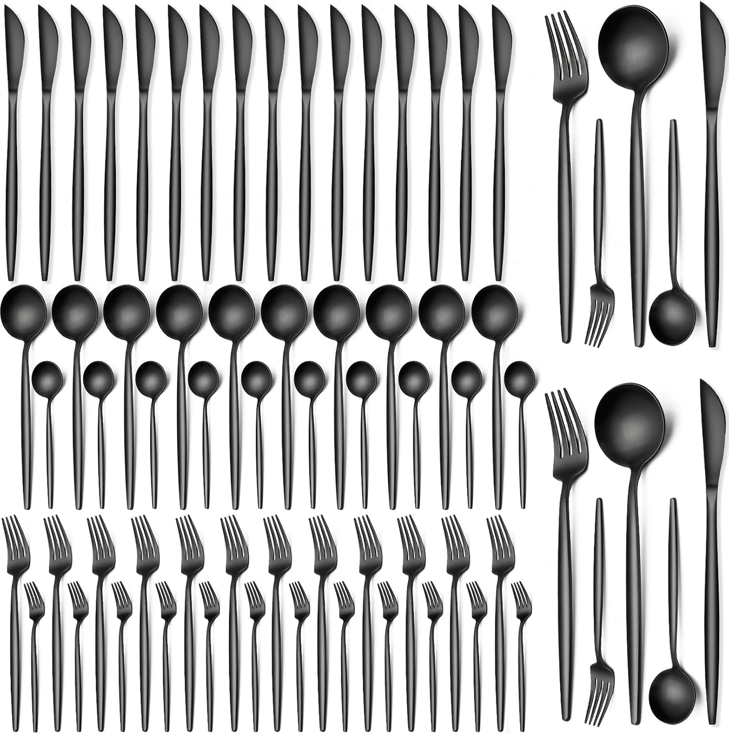 60 Pieces Black Silverware Set for Elegant Dining Experience