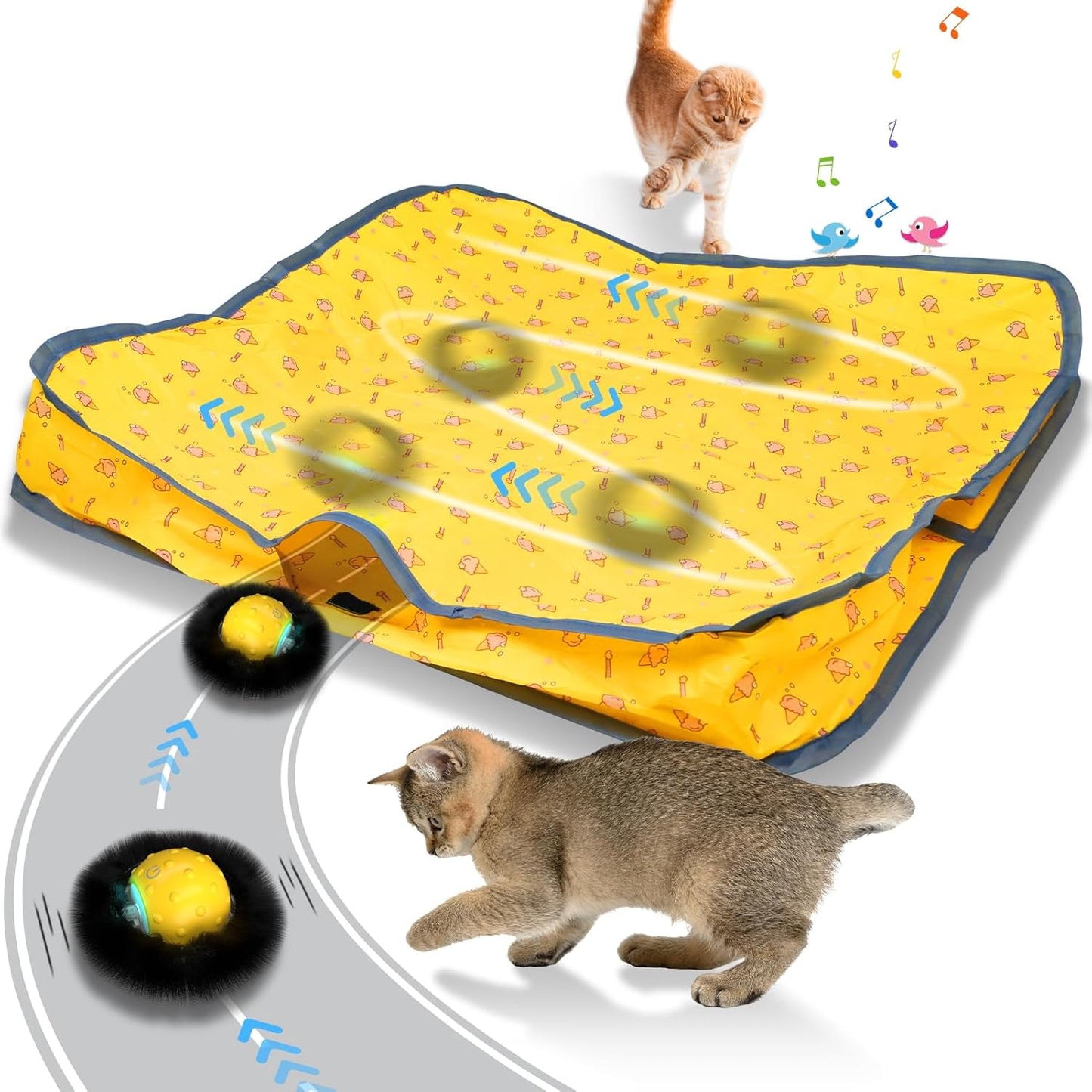 Muhhiba Interactive Cat Ball - Fast Rolling & Chirping Fun
