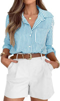 Striped Button Down Shirt for Women - Wrinkle-Free Everyday Classic