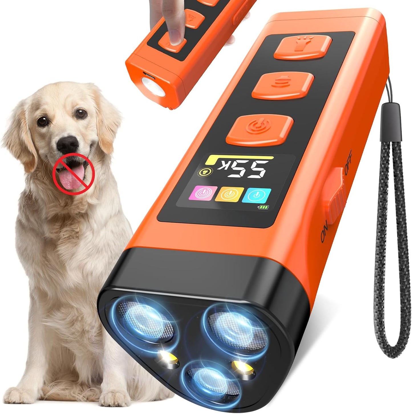 Dog Bark Deterrent Device with Color Display and 2000mAh Battery