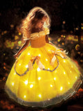 Princess Dress Light Up Girls Halloween Costume - Sparkling Strapless