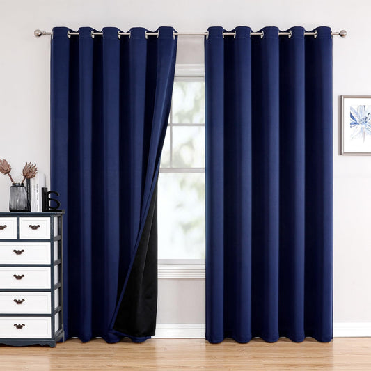 100% Blackout Curtains for Bedroom by ChrisDowa - Navy Blue