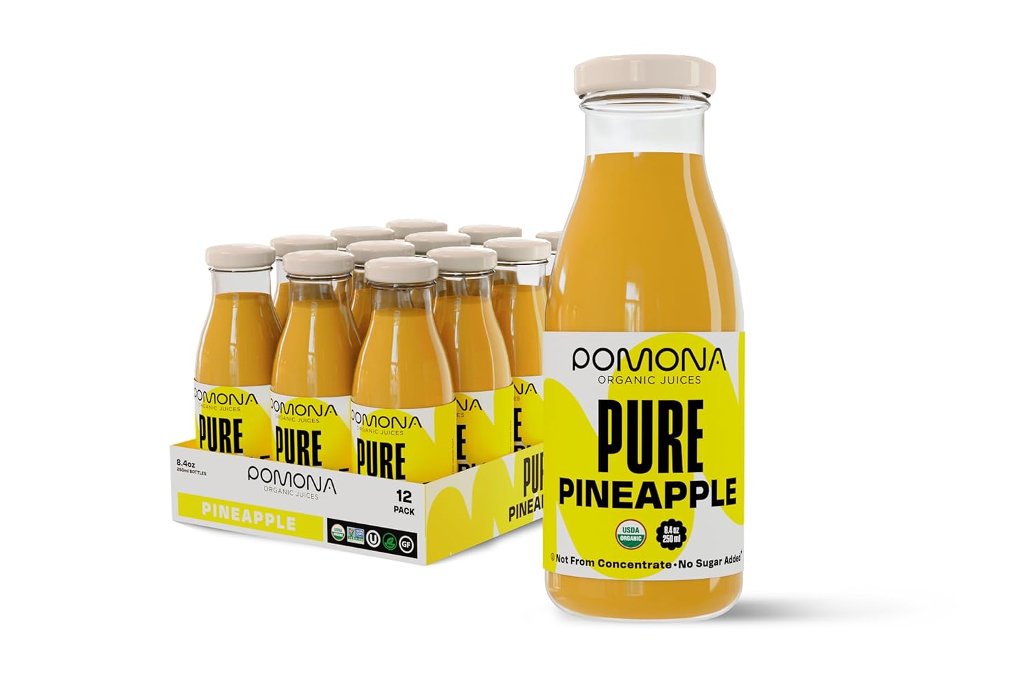 Pure Organic Pineapple Juice - Cold Pressed, Non-GMO, 12 Pack
