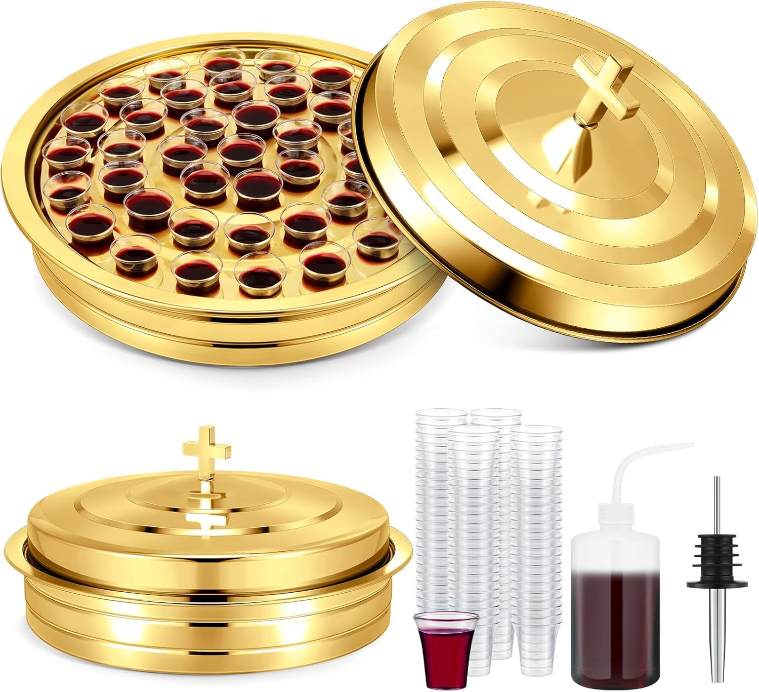 Zhehao Holy Communion Trays Set with Lids and Disposable Cups