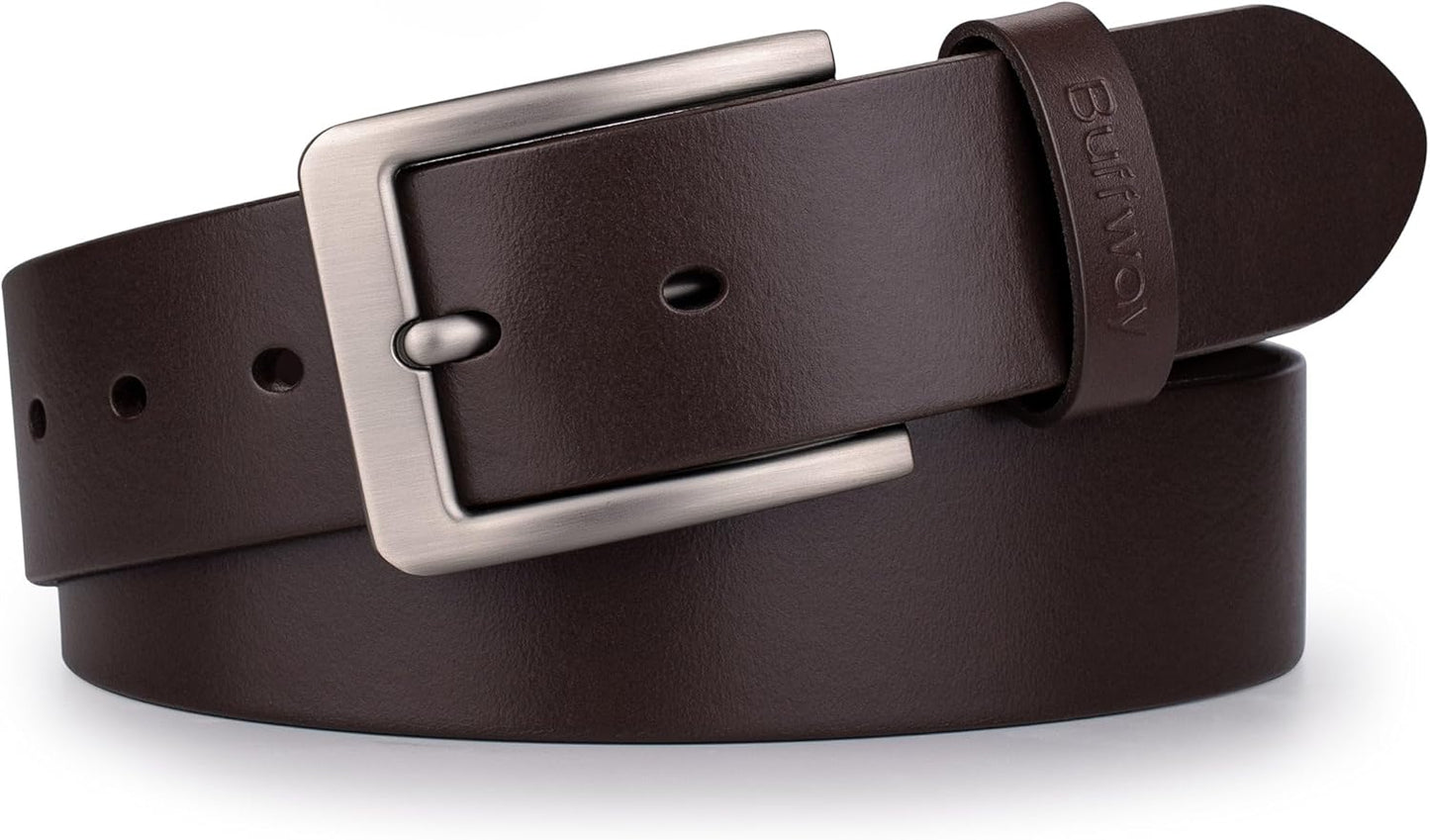 Buffway Mens Full Grain Leather Belt for Jeans & Business Casual