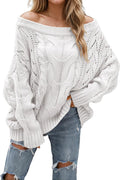 Off Shoulder Knit Sweater for Women - Cozy Long Sleeve Pullover can