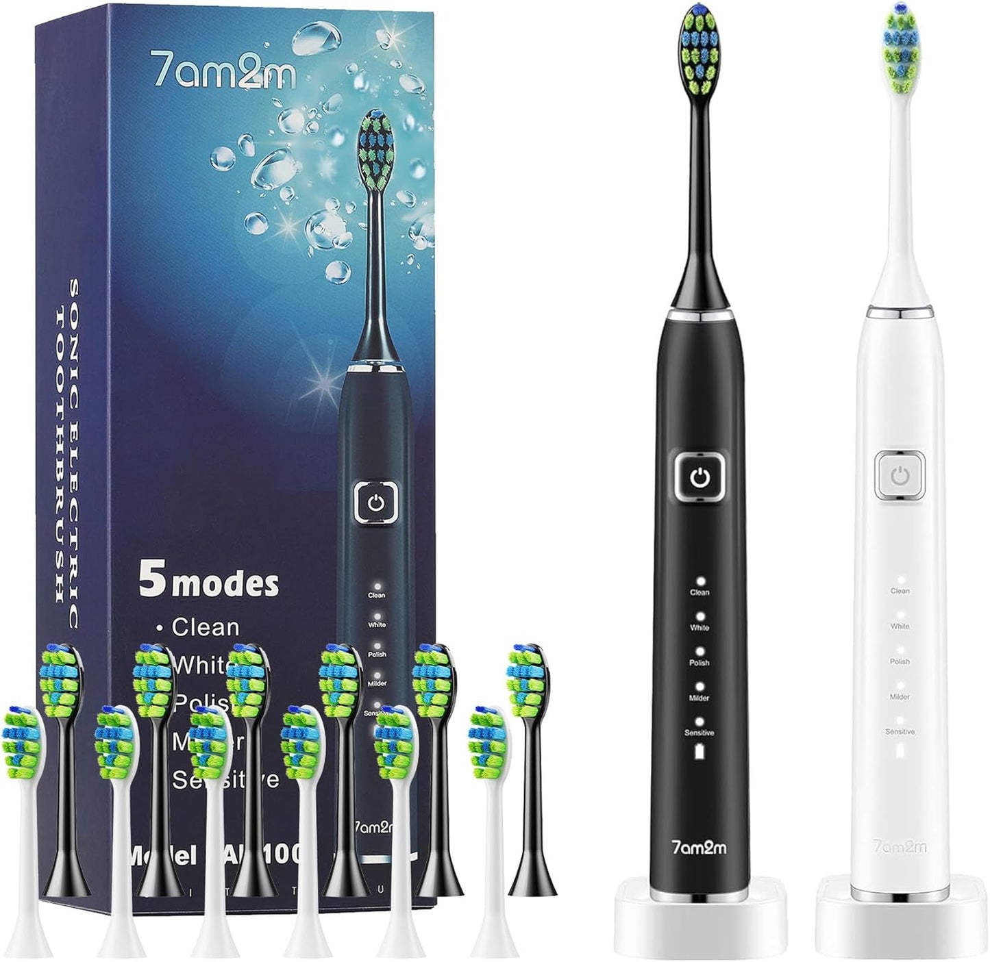 7AM2M Sonic Electric Toothbrush with 6 Brush Heads for All