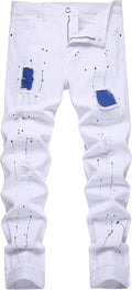 QIMYUM Mens Ripped Jeans Slim Fit Straight Leg - Comfortable SUPER