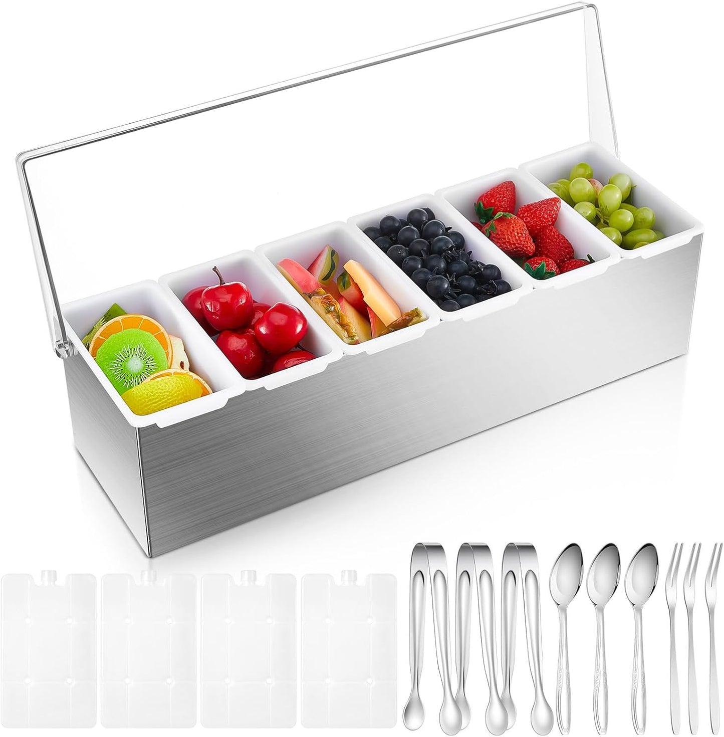 Mifoci Stainless Steel Chilled Condiment Server for Parties
