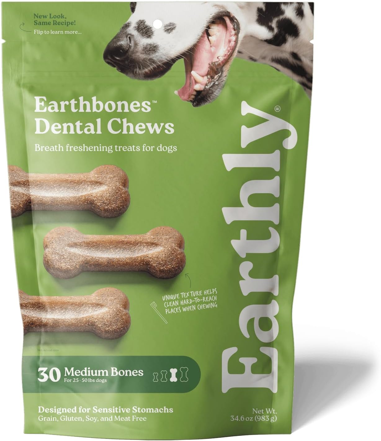 Earthbones Dental Chews for Dogs 20-50lbs - Natural & Vegan