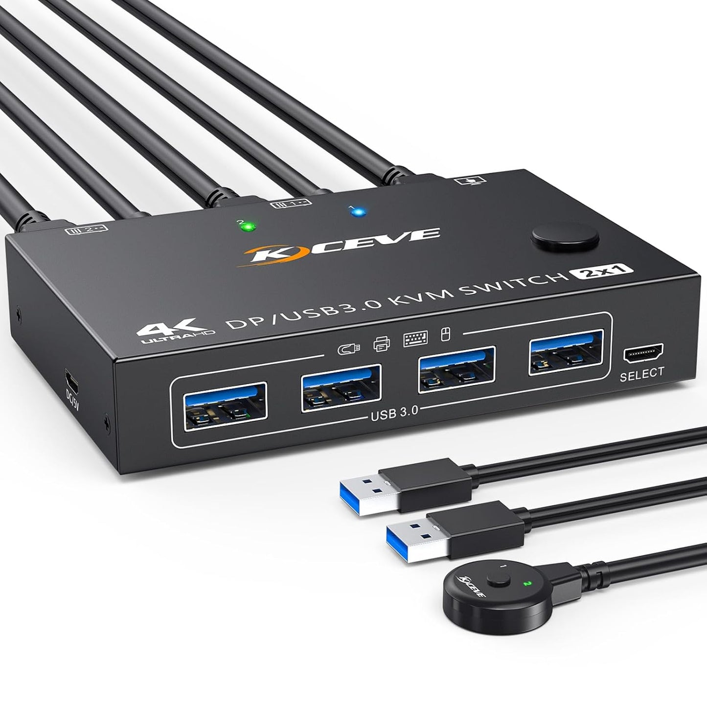 KVM Switch 2 Computers 1 Monitor Displayport for Seamless Control