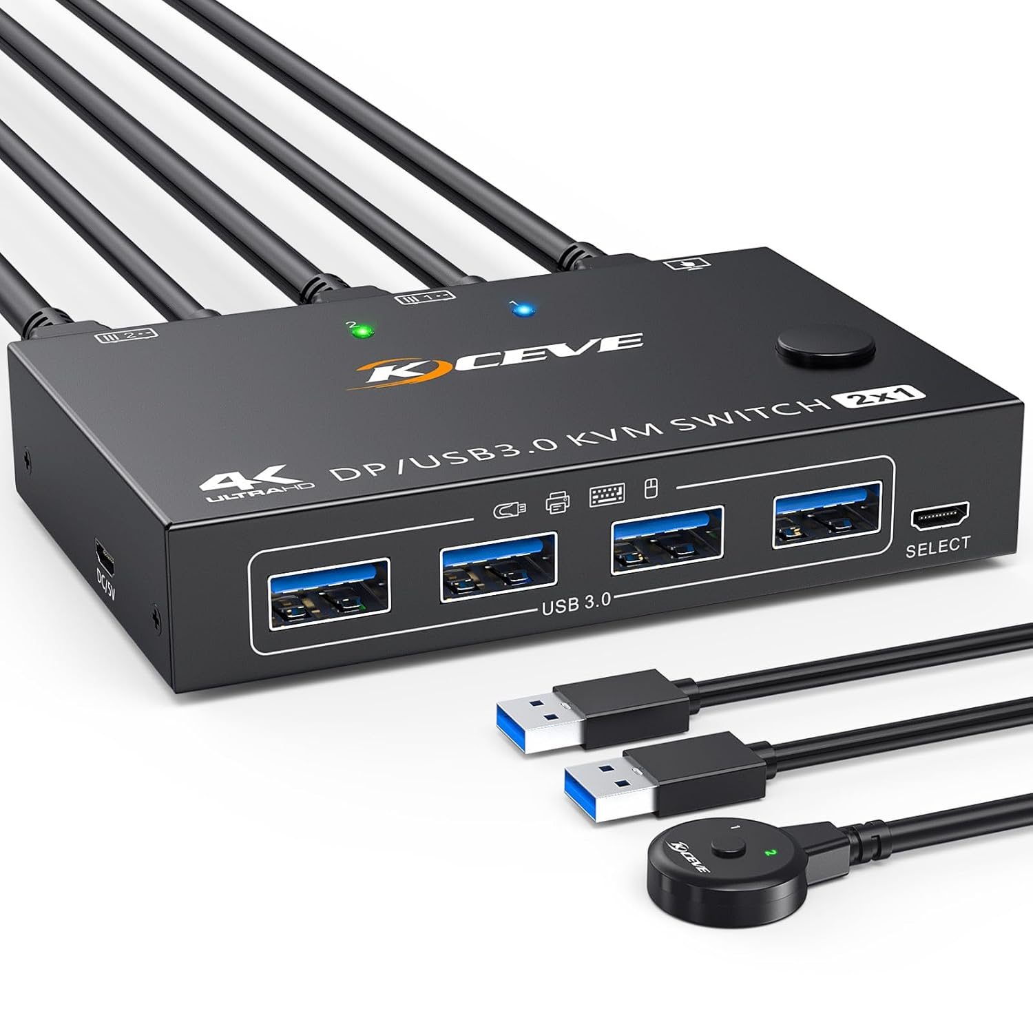 KVM Switch 2 Computers 1 Monitor Displayport for Seamless Control