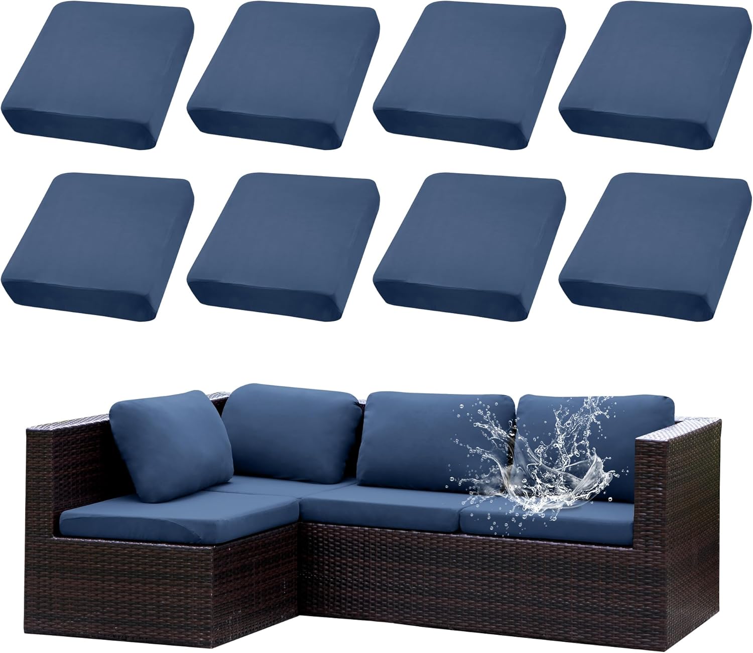 8Pcs Patio Cushion Covers for Stylish Outdoor Furniture Protection