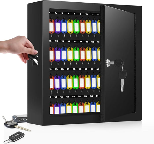 100 Keys Key Cabinet - Secure Key Lock Box for Home & Office