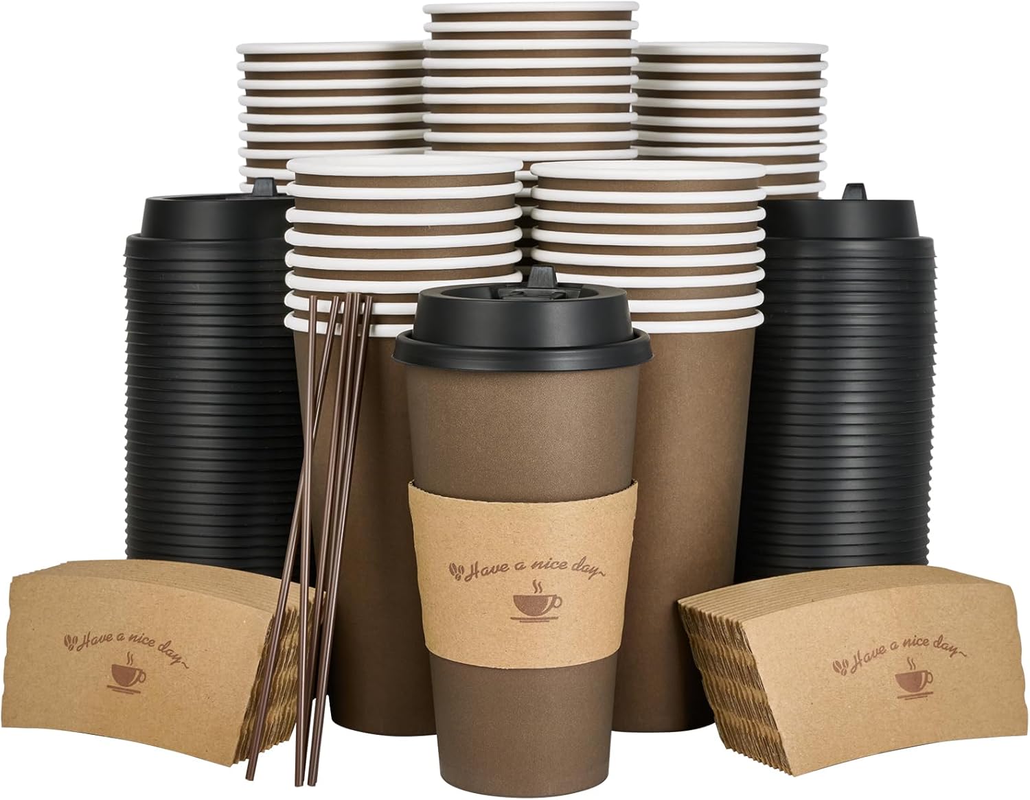 LITOPAK 100 Pack Brown 20 oz Hot Paper Cups - All-In-One Solution!