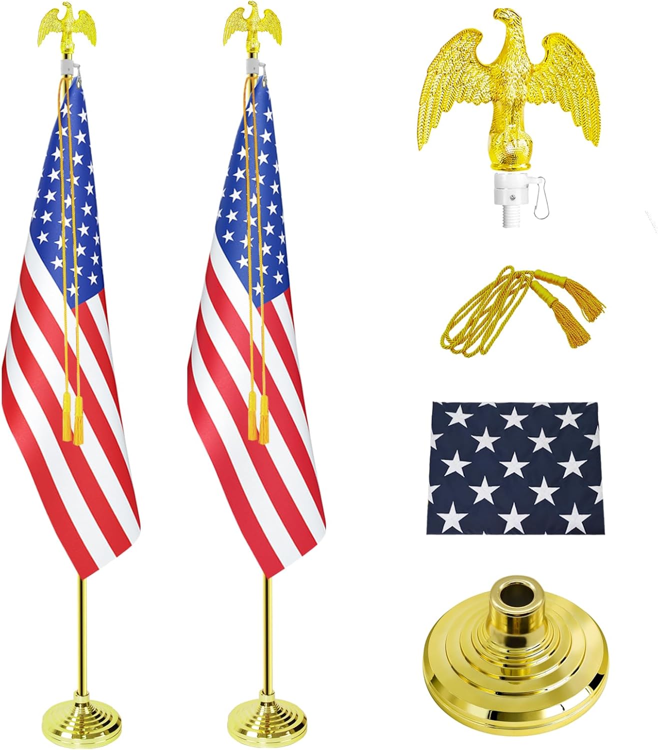Indoor Flag Pole Kit - Adjustable 6FT-8FT with American Flag