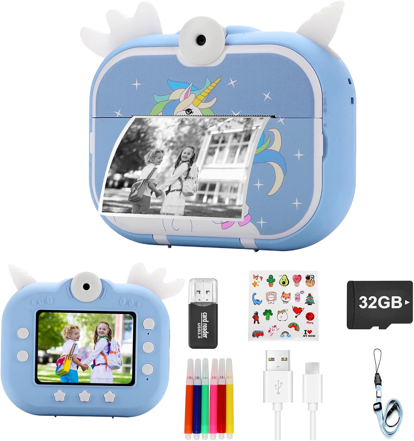 Kids Instant Print Camera with 1080P Videos - Perfect Gift for Ages 3-12